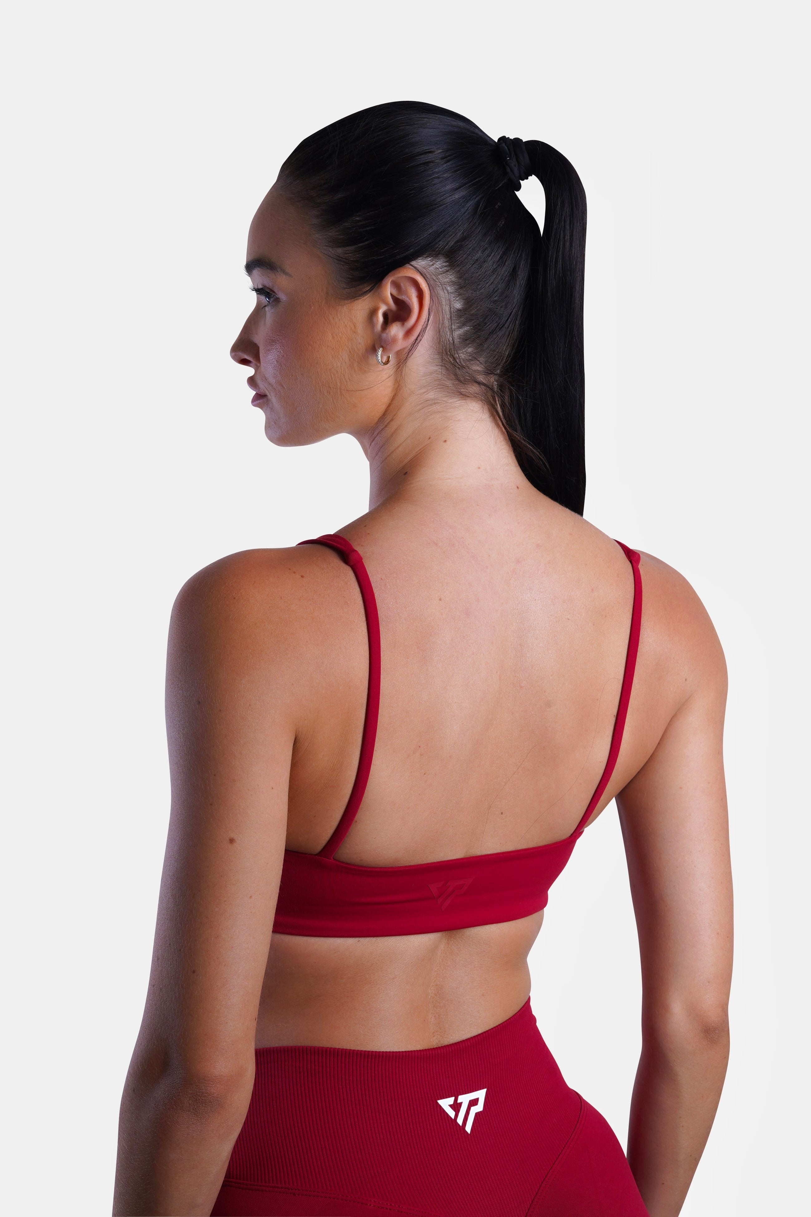 Dark red sports bra online