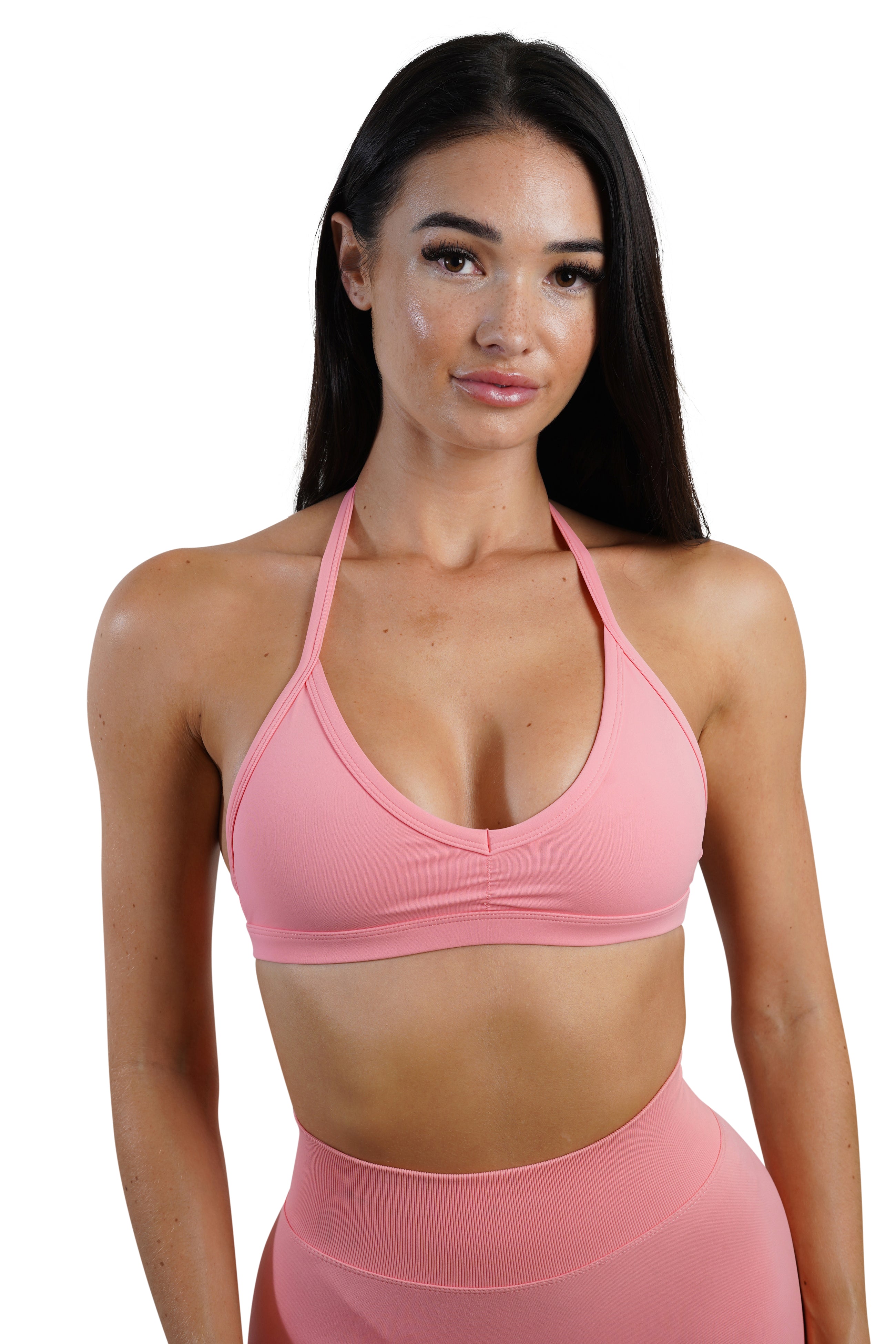 Mindset Cut Out Define Luxe Sports Bra in Warm Taupe