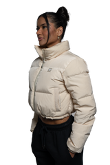 Horizon Cropped Puffer Jacket - Beige