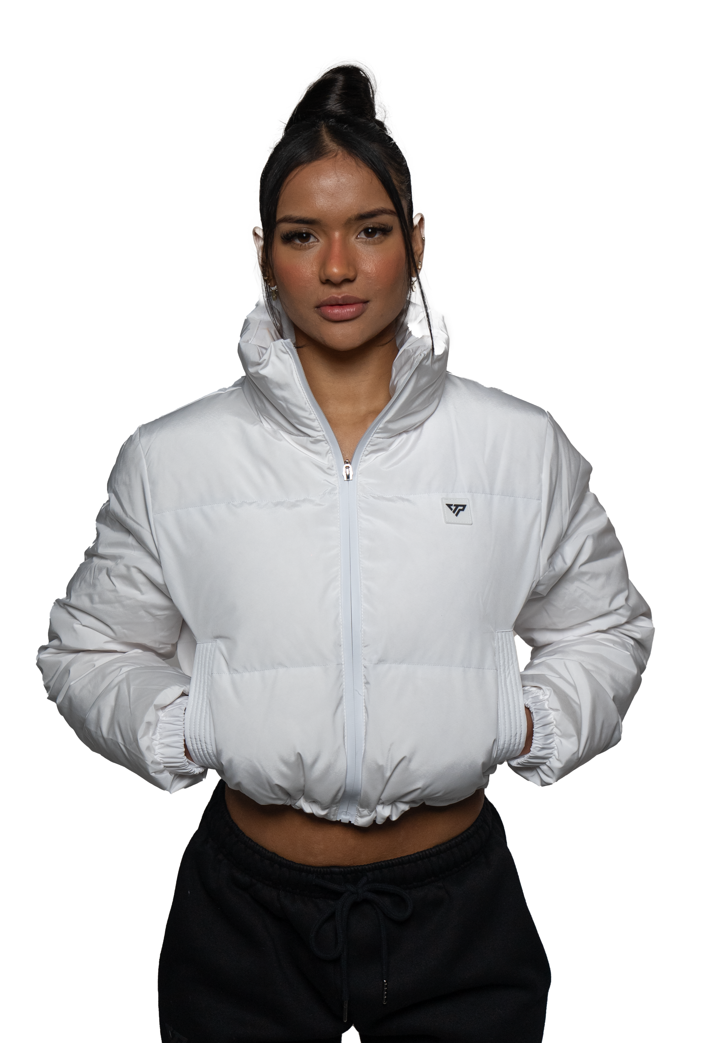 Horizon Cropped Puffer Jacket White - Main Image