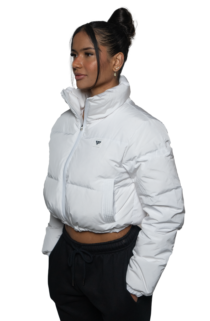 Horizon Cropped Puffer Jacket - White – KEEPTHATPUMP