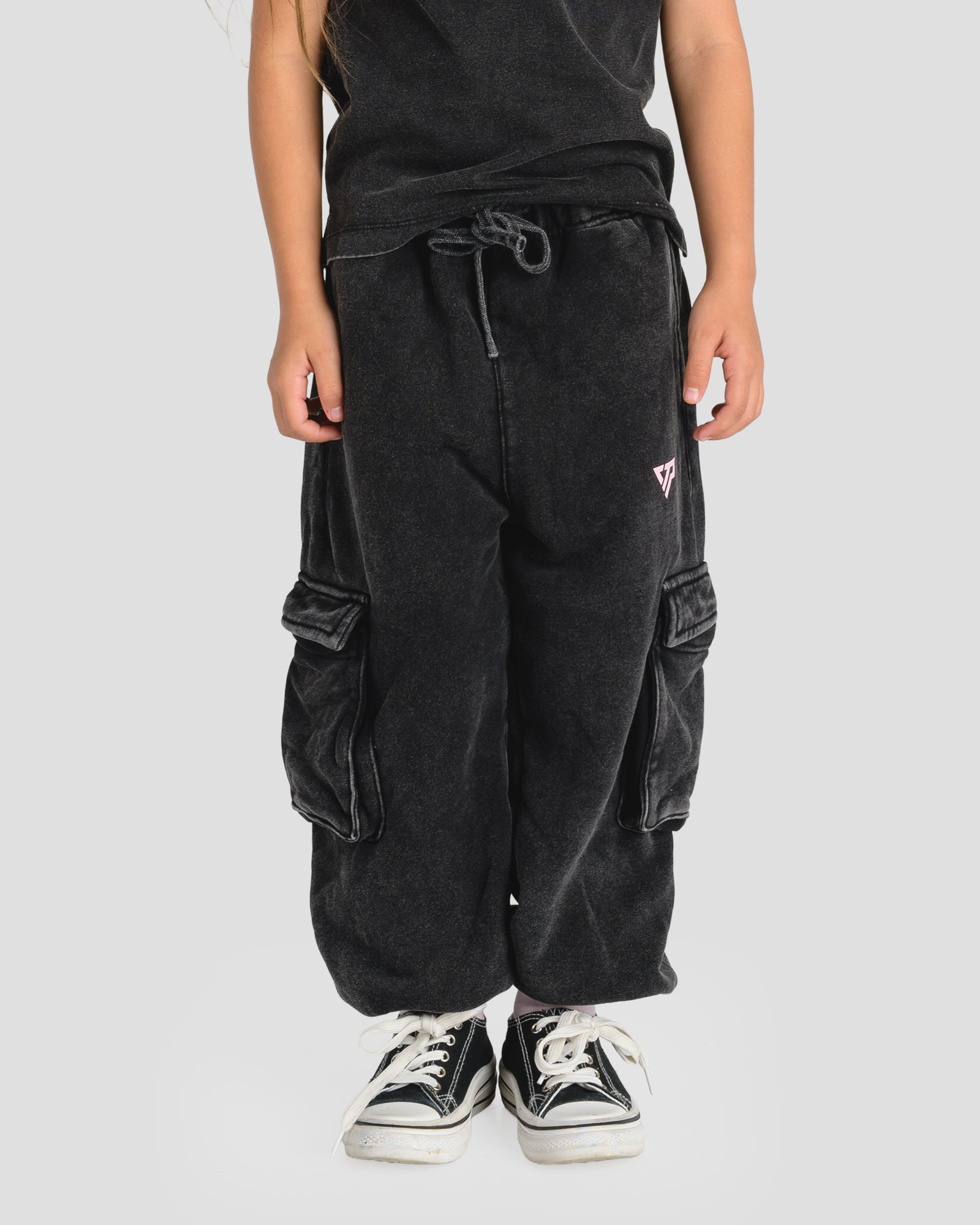 KIDS CARGO PANTS - BABY PINK