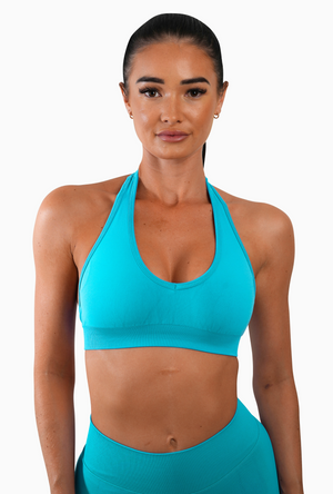 RECOIL HALTER CROP - TURQUOISE